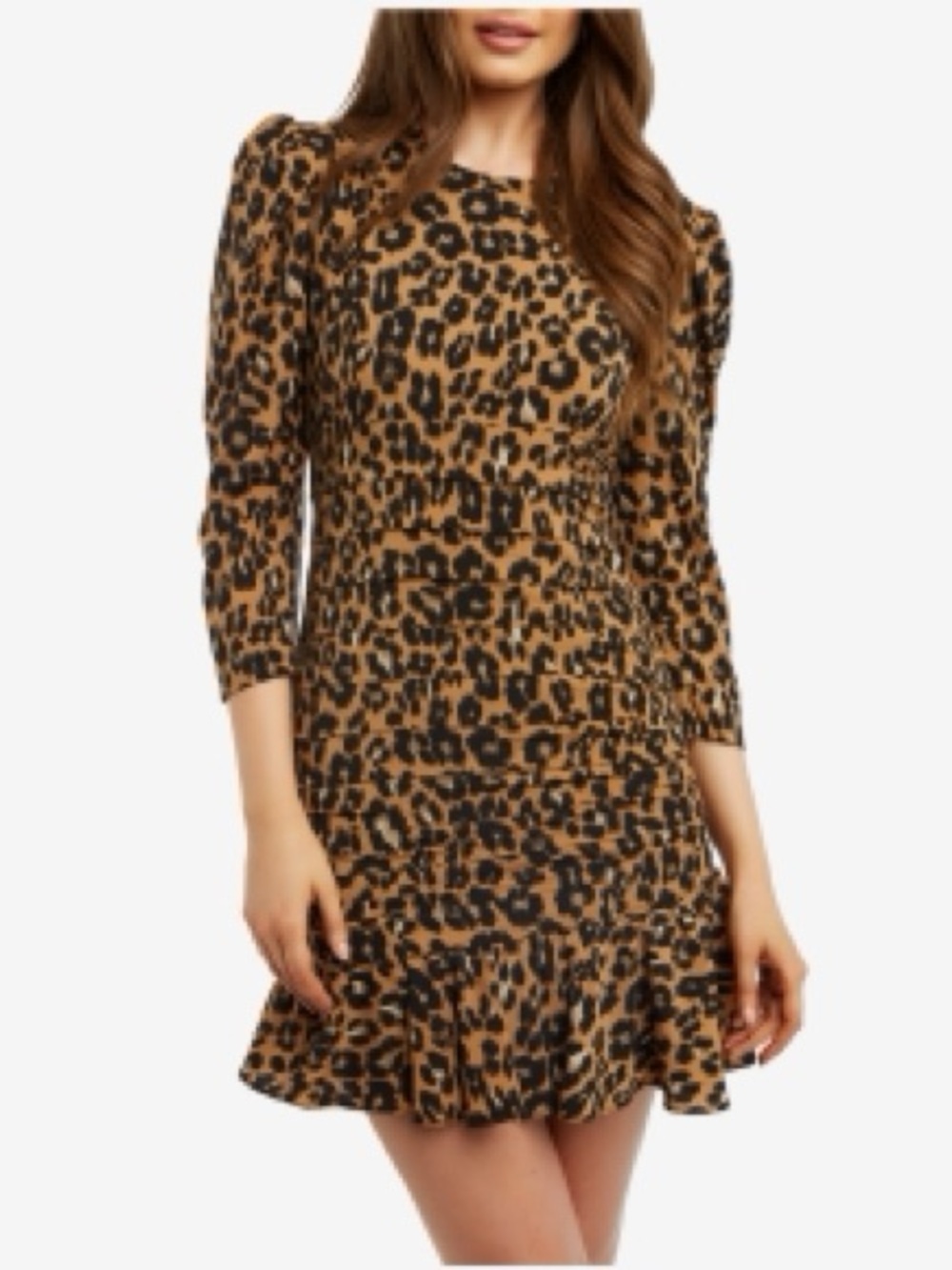 Bardot Ada Leopard Pleated Mini Dress Size 6 Brown and Black